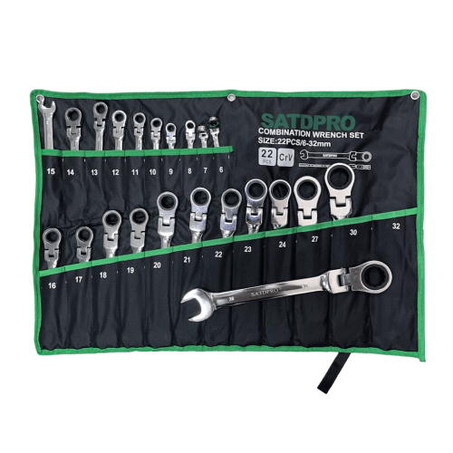 Набор ключей комбинированных трещоточных с шарниром 22 пр. SATDFRO