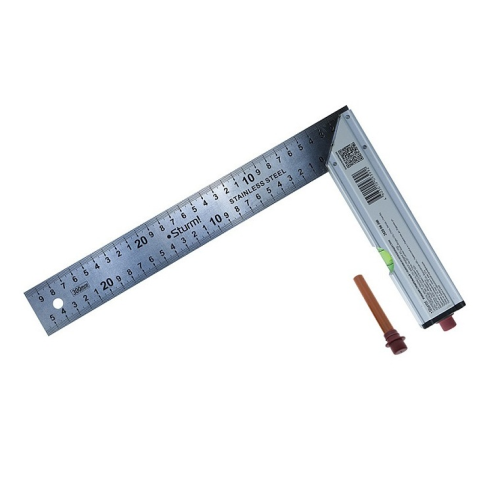Угольник 300 мм с уровнем и карандашом STURM КУЛИБИН 2020-06-300