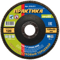 Круг лепестковый торцевой (125х22.2 мм; Р120) ПРАКТИКА 919-211
