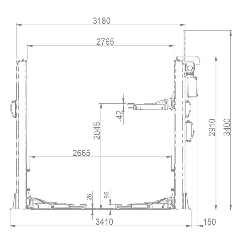 Подъемник 2-х стоечный электрогидравлический 4,5 т Bright ALPHA 45