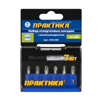 набор бит 1/4"  25 мм с держателем   7 пр. практика профи 036-490_Интернет-магазин ГАРО