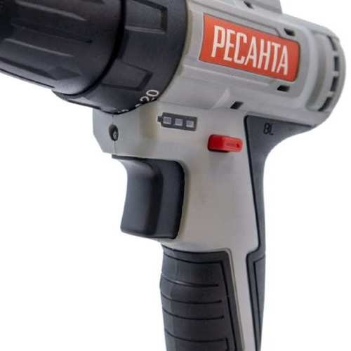 Аккумуляторная дрель-шуруповерт (20 В, 2 А/ч, 1400 об/мин) ДА-20-2ЛК-Б Ресанта 75/14/10