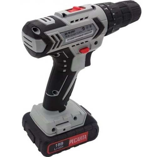 Аккумуляторная дрель-шуруповерт (18 В, 2 А/ч, 1400 об/мин) Ресанта ДА-18-2ЛК-У 75/14/6_2